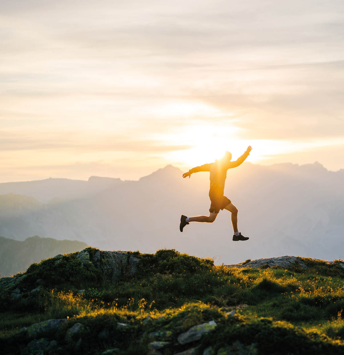 He leaps into the morning air