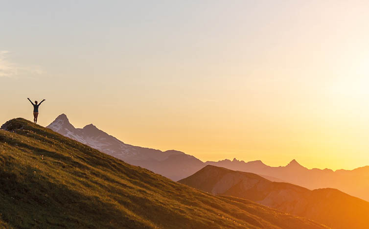 Above distant mountains and valleys