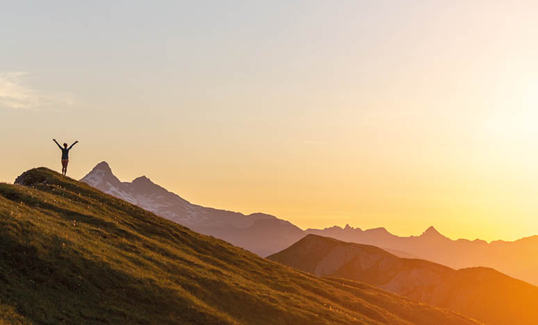Above distant mountains and valleys