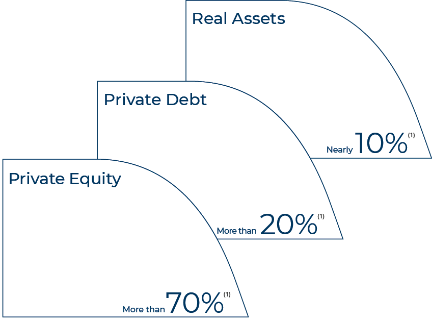 (1),(1),(1),10%,20%,Nearly,More than ,More than ,70%,Private Debt ,Real Assets,Private Equity